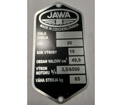 Výrobný štítok JAWA 50 Pionier typ 20