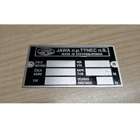 Výrobný štítok JAWA 350 634