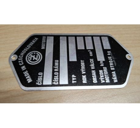 Výrobný štítok ČZ leptaný