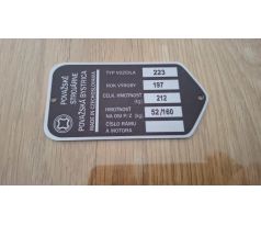 Výrobný štítok JAWA Mustang 223