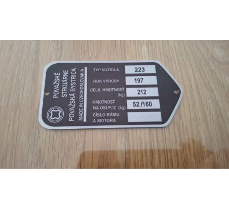 Výrobný štítok JAWA Mustang 223