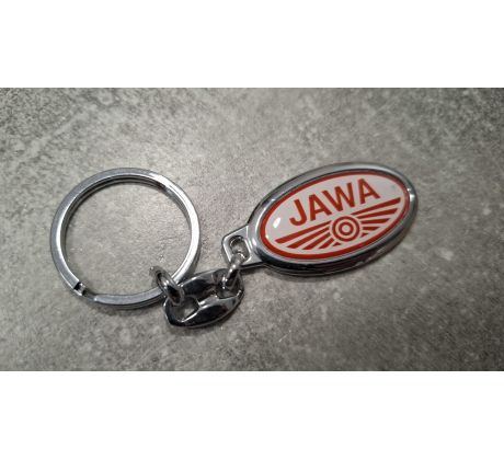 Kľúčenka JAWA - bielo červená - kov